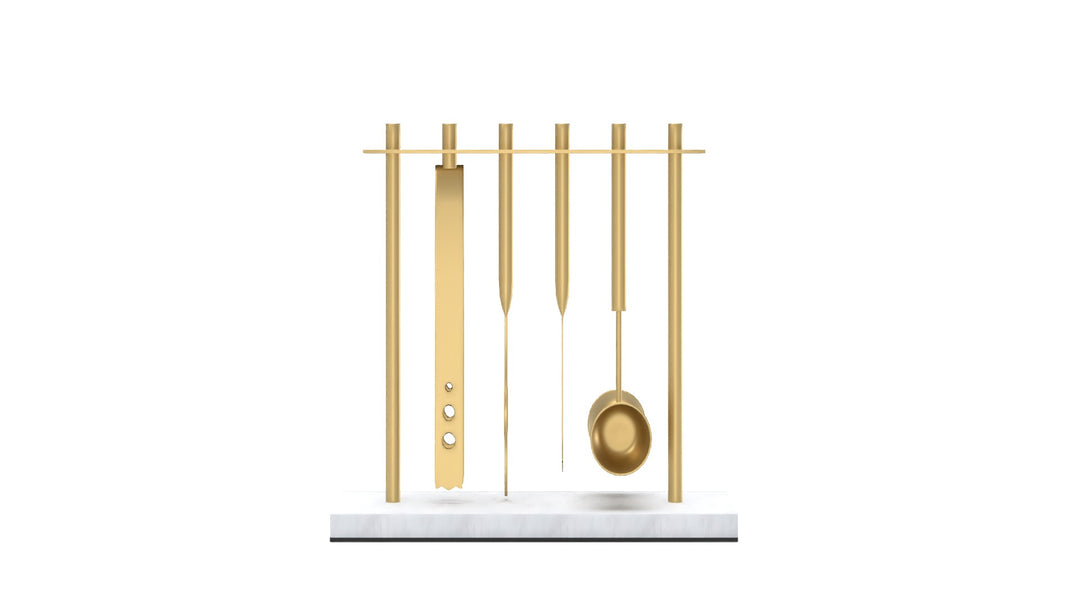 Deco Barware Collection, Brass + Marble (Set of 4)