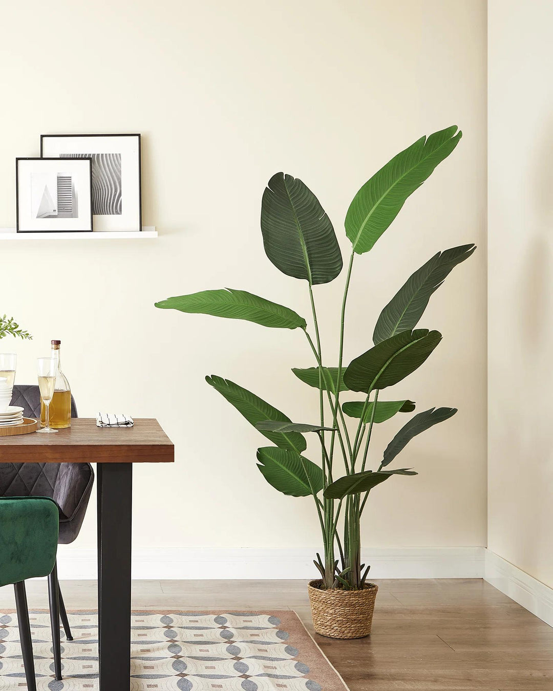 Faux Banana Leaf Tree with Planter Basket