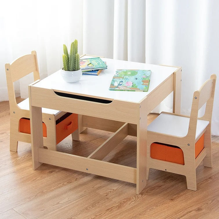 Kids 3 Piece Square Play Activity Table and Chair Set