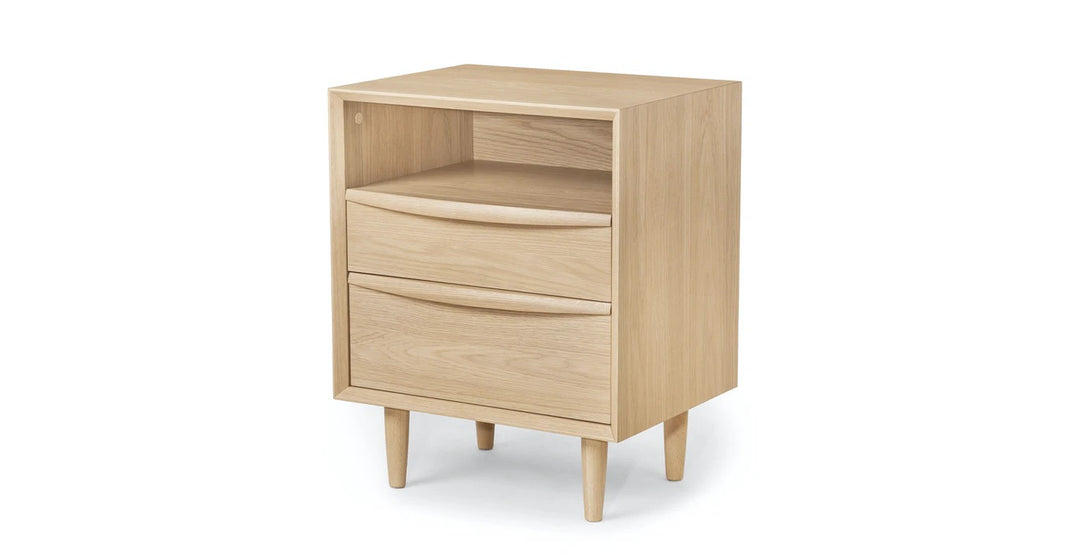 Lenia White Oak 2 Drawer Nightstand