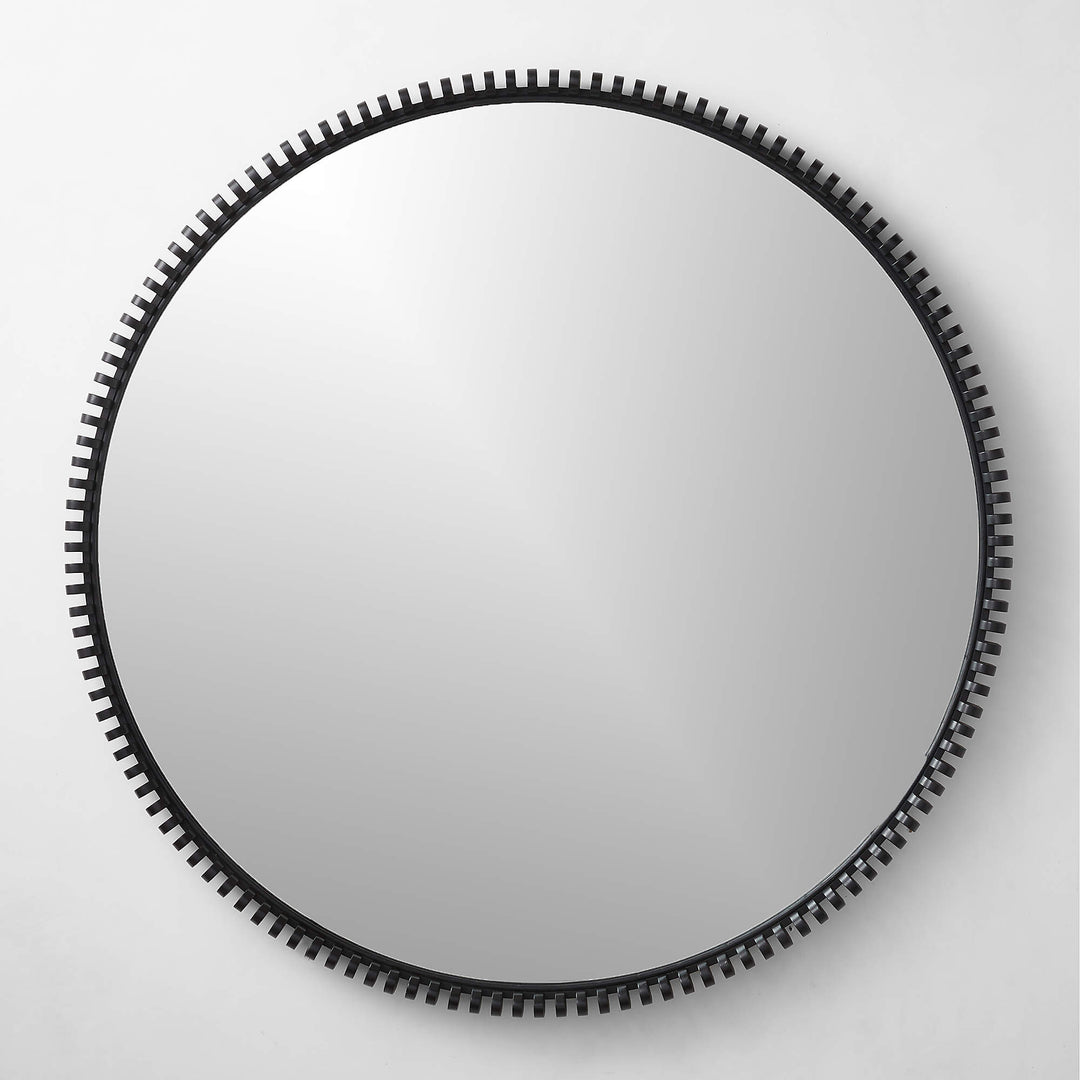 Monaco Black Round Wall Mirror-48"