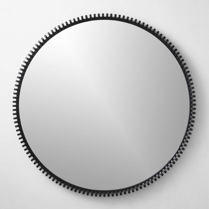 Monaco Black Round Wall Mirror-48"