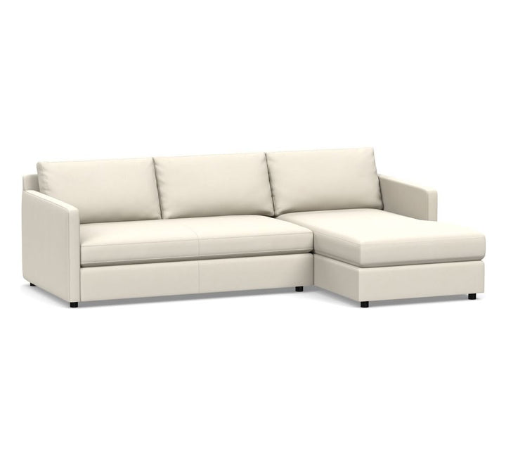 Pacifica Square Arm Leather Sofa Chaise Sectional