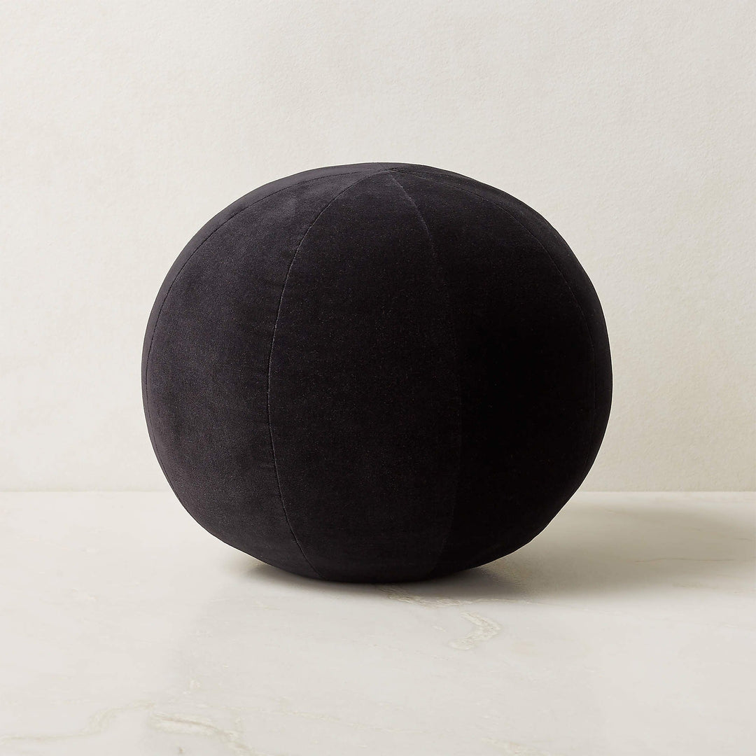 Terre Black Velvet Sphere Throw Pillow 12"