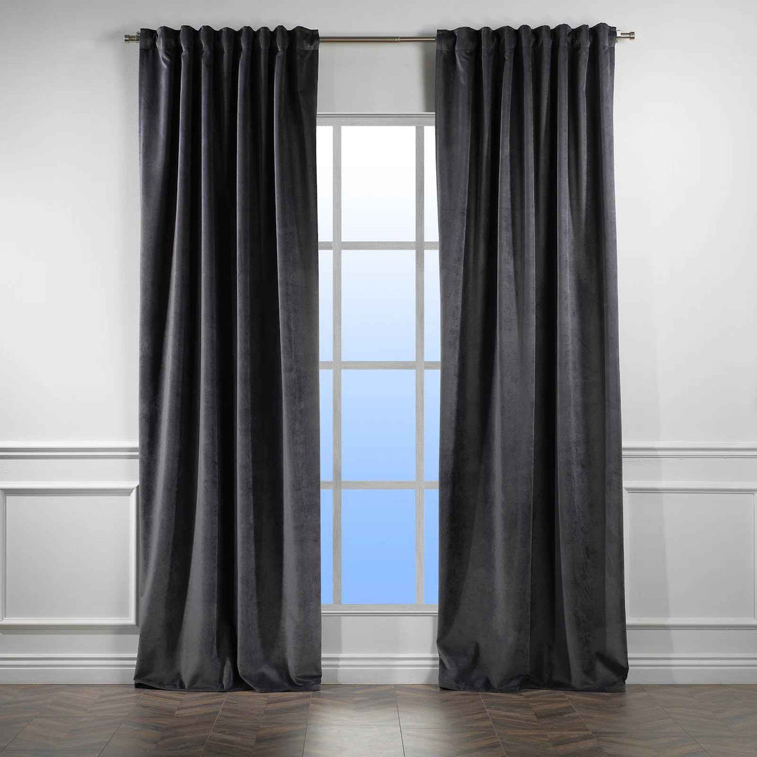 Extra Long and Extra Wide Solid Luxury Matte Velvet Single Curtain Panel-108"