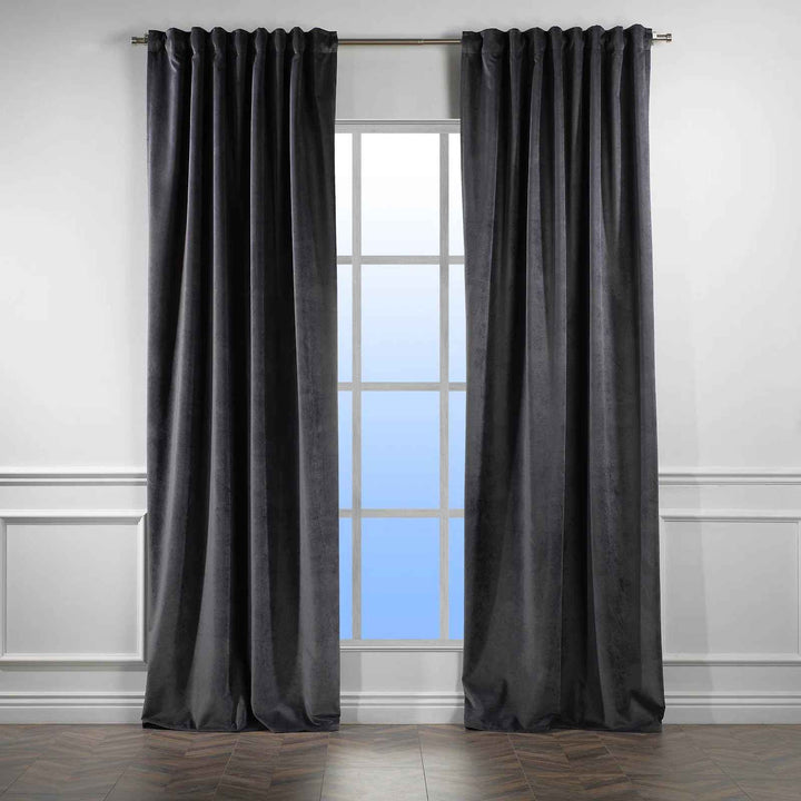 Extra Long and Extra Wide Solid Luxury Matte Velvet Single Curtain Panel-108"