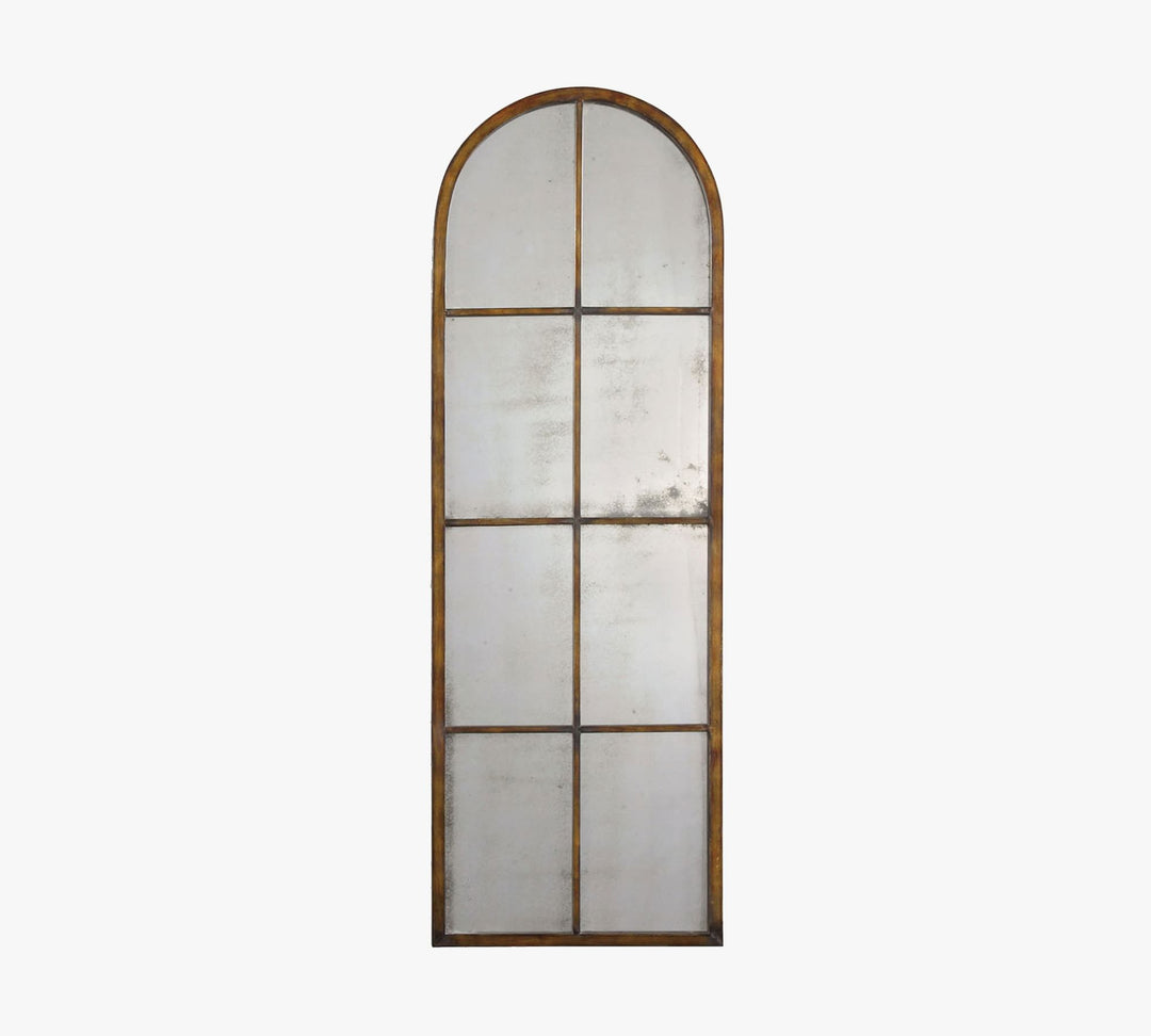 Eva Skinny Windowpane Arch Wall Mirror