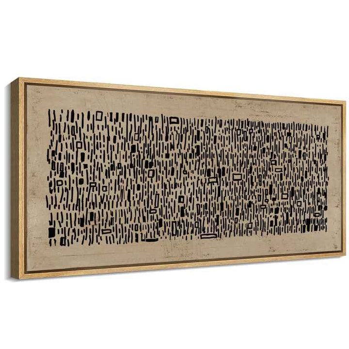 Geometric Line Abstract Brown Black Wabi Sabi Minimalist Framed Artwork-30"x60"
