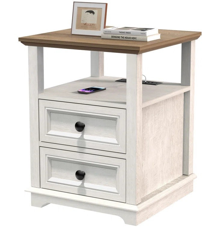 Chaky 2 Drawer Nightstand with Storage