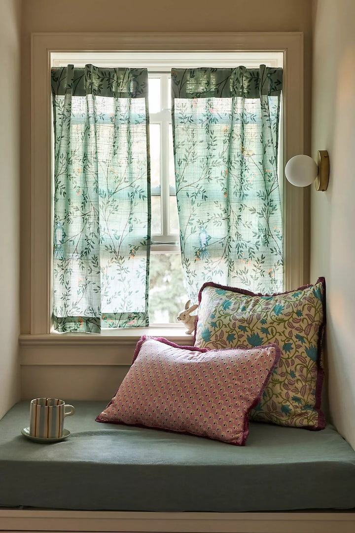 Priyanka Organic Cotton Printed Bird Cafe Curtains