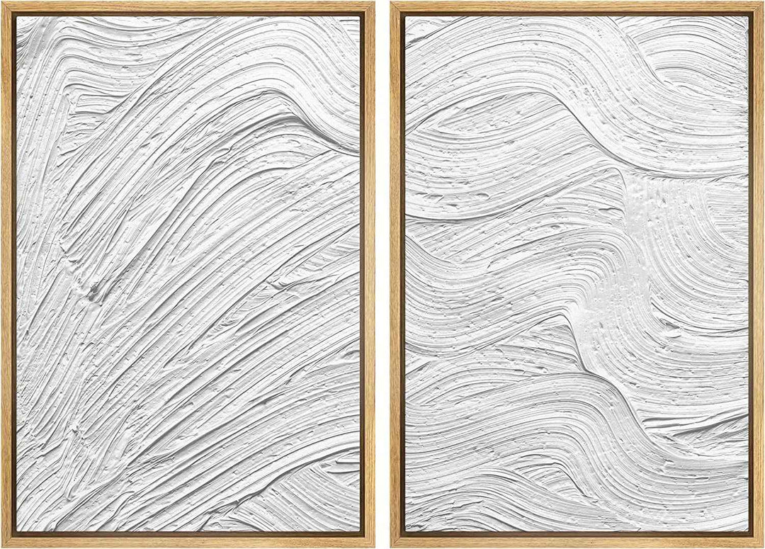 Stroke Waves Abstract Shapes Illustrations Canvas 2 Pieces Painting-36"x48"