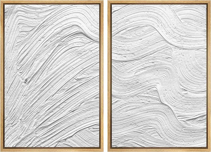 Stroke Waves Abstract Shapes Illustrations Canvas 2 Pieces Painting-36"x48"