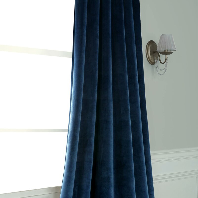Heritage Velvet Room Darkening Rod Pocket Single Curtain Panel-96"