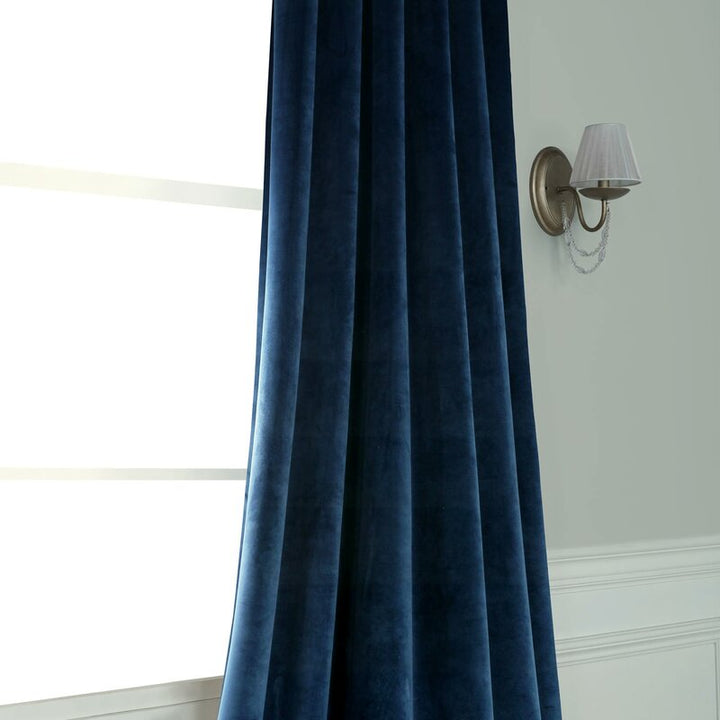Heritage Velvet Room Darkening Rod Pocket Single Curtain Panel-96"