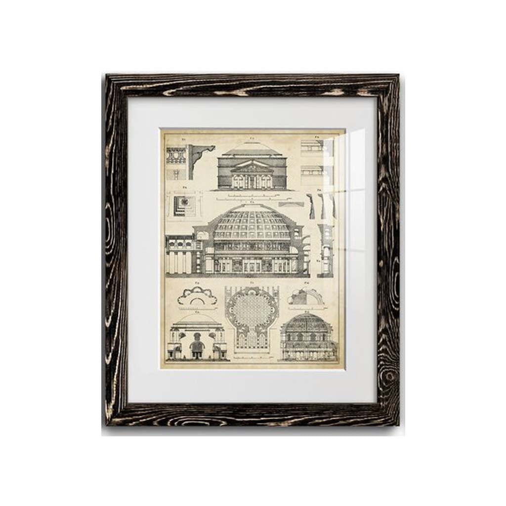 Vintage Architects Plan 2 Piece Picture With Frame-20"x24"