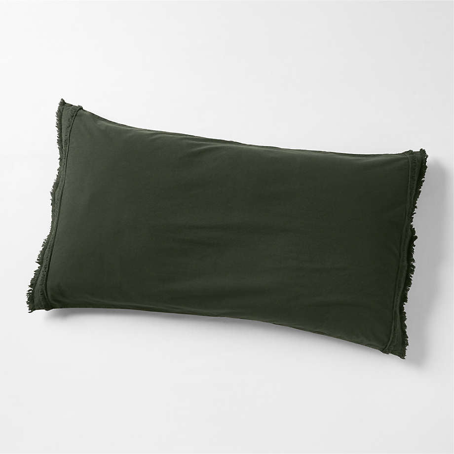 Favorite Washed Organic Cotton Ficus Green Eyelash Bed Pillow Sham-King