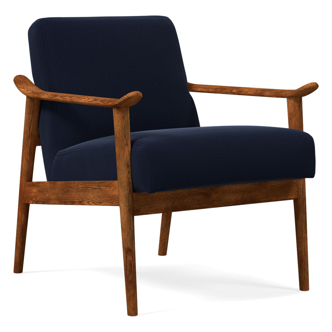 Mid Century Show Wood Chair Ink Blue, Distressed Velvet