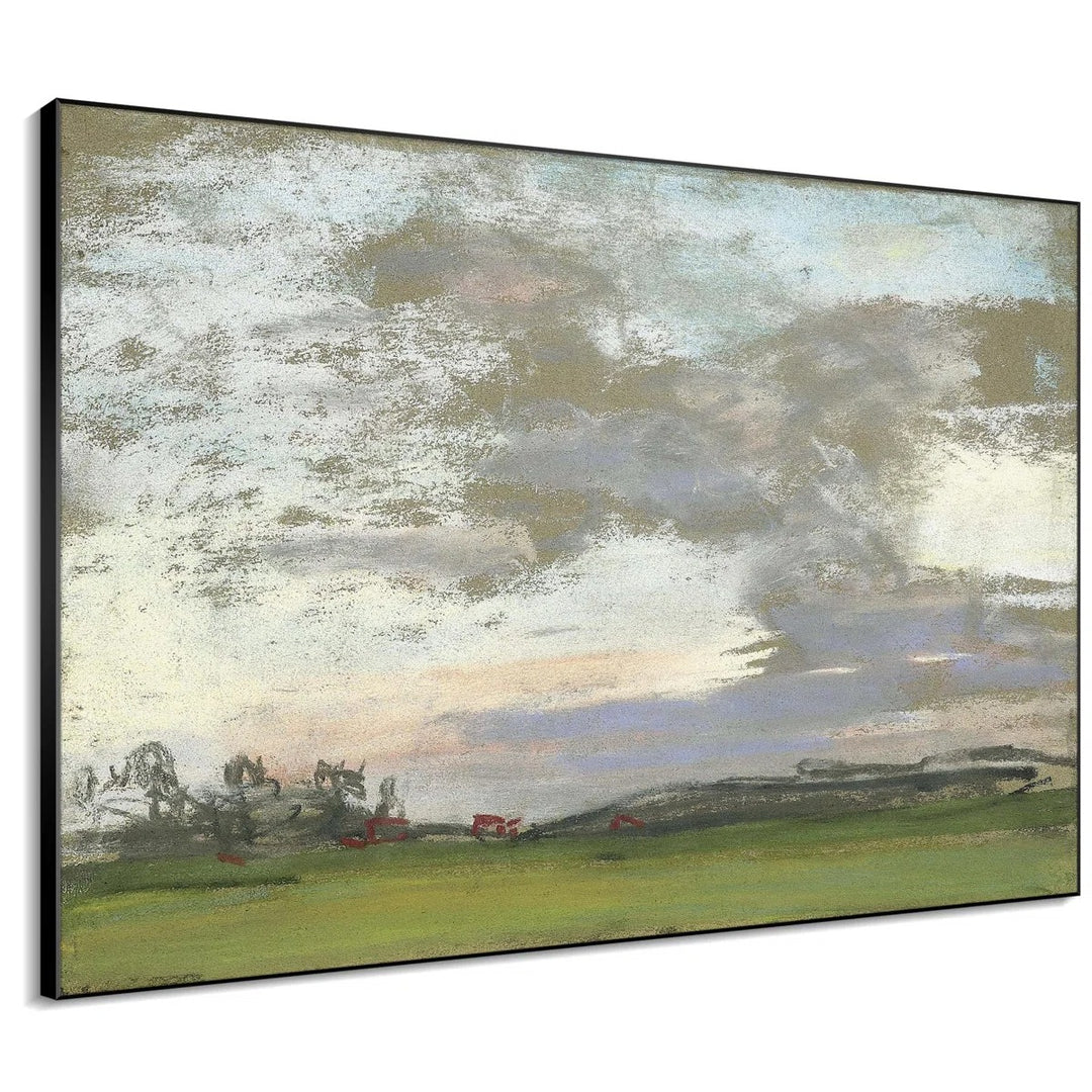 Pastel Landscape with Rolling Fields Home Decor Extra Large Framed Wall Art Print