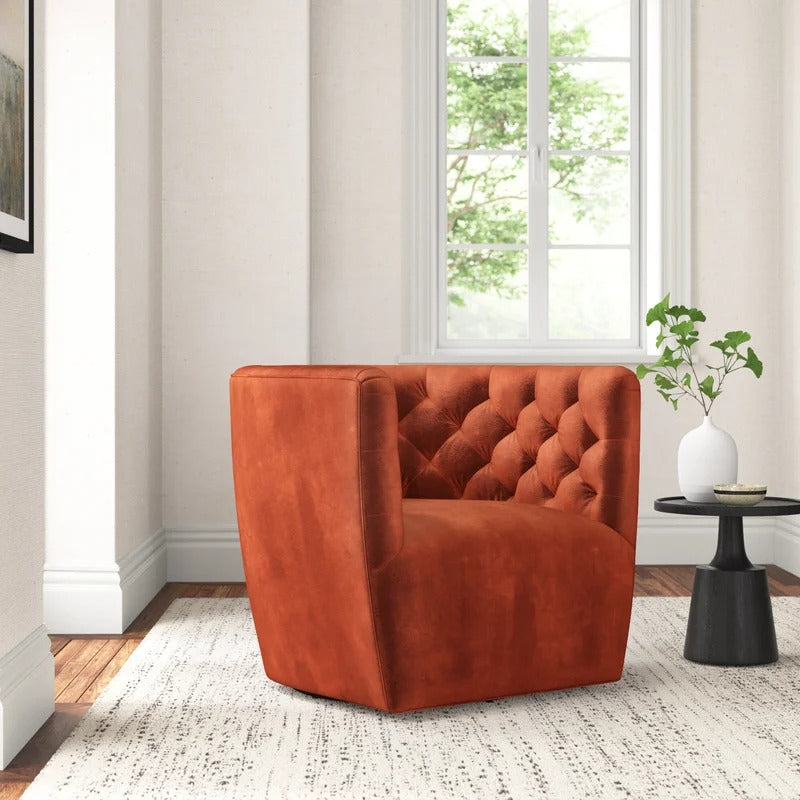 Owasa Tufted Polyester Swivel Barrel Chair