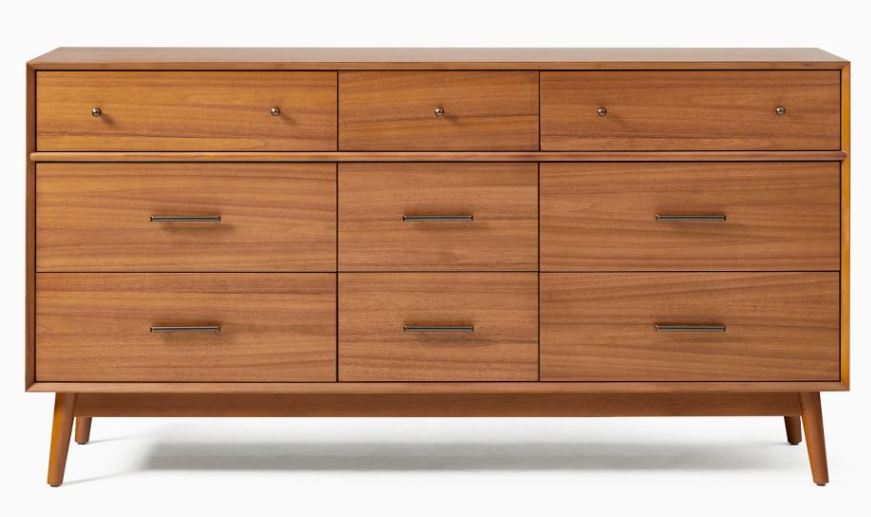 Mid Century 9 Drawer Dresser Acorn