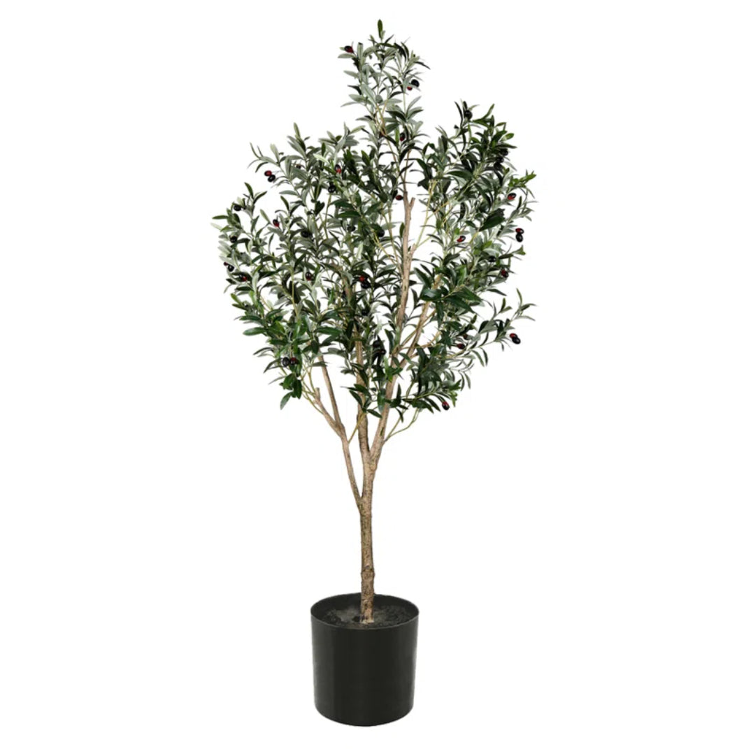 Artificial Green Olive Tree in Black Planters Pot