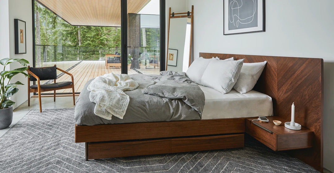 Nera Walnut Bed with Nightstands- Queen