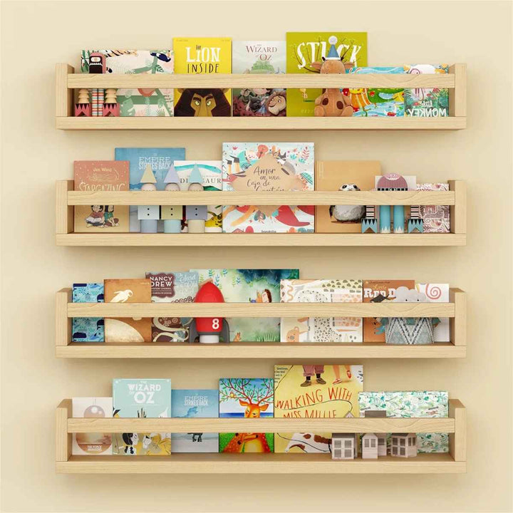 Wall Mounted Kids Bookshelves Floating Nursery Shelf Book-Set of 4