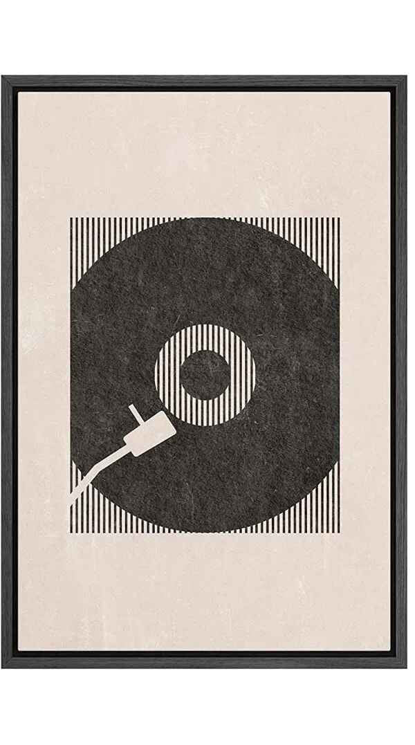 Music Record Player Boho Wall Art with Frame I
