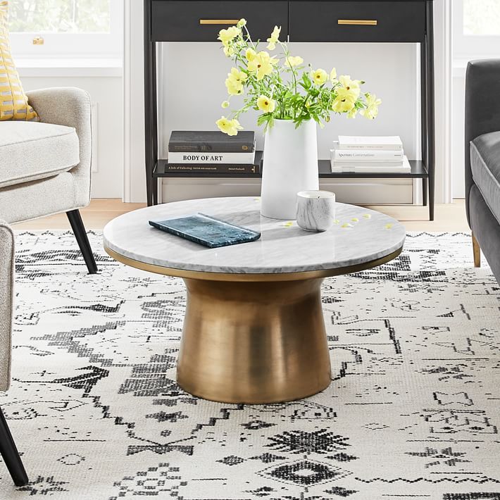 Marble Topped Pedestal Coffee Table