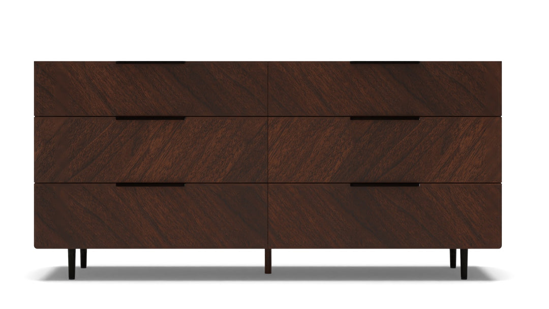 Nera Walnut 6 Drawer Double Dresser