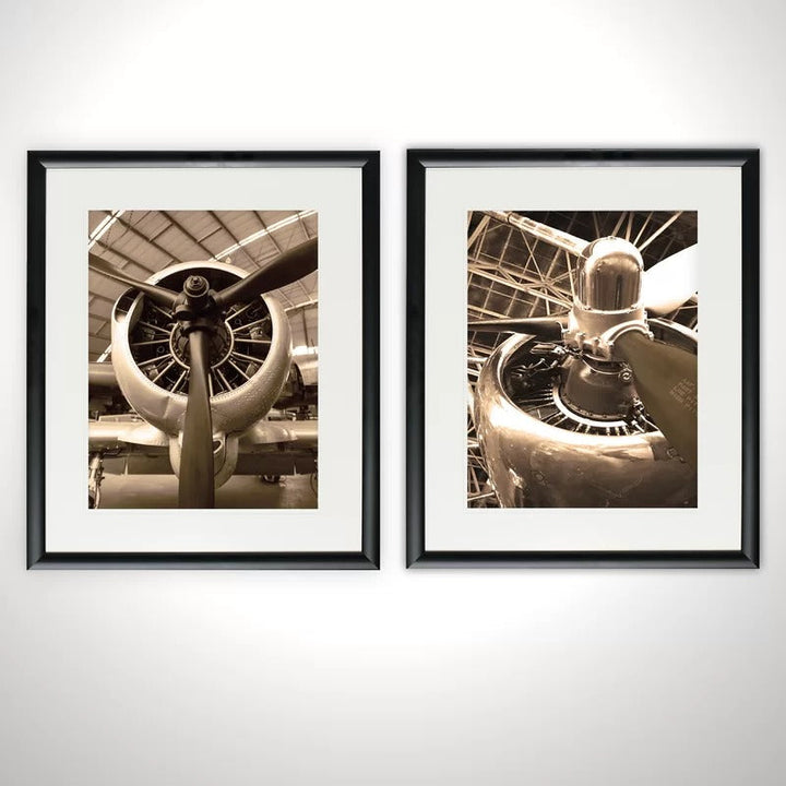 Airplane Engine Framed On Paper 2 Pieces Print