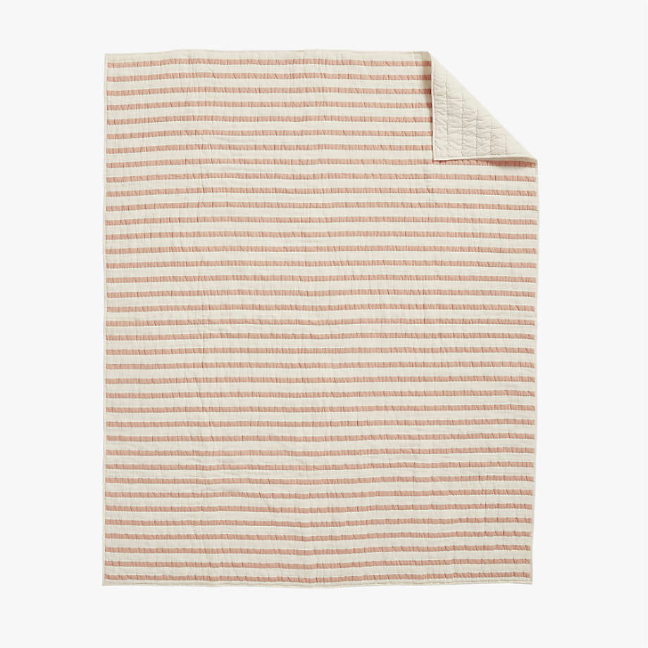 Organic Pink Stripe Waffle Weave Quilt Twin