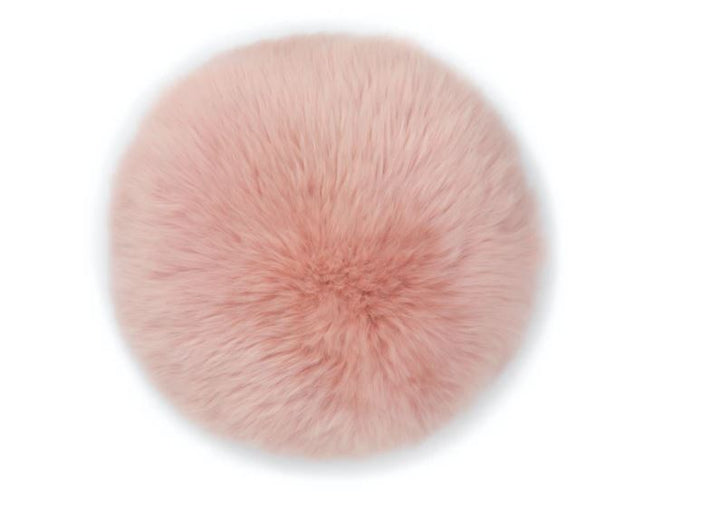 Lanna Pink Round Sheepskin Pillow With Insert-16"x6"