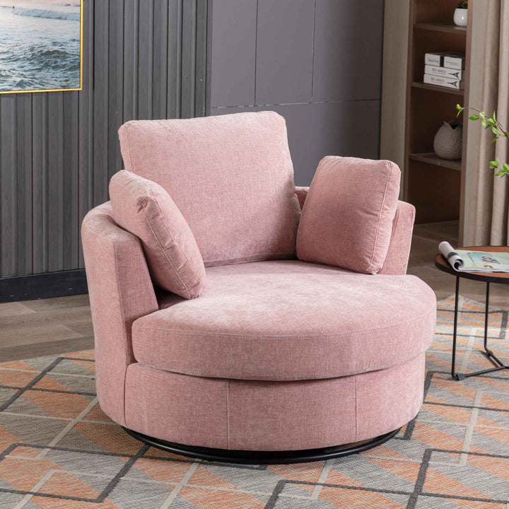 Achorn Polyester Recessed Arm Swivel Barrel Chair