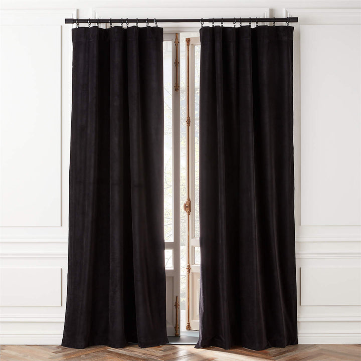 BLACK LINEN BLACKOUT WINDOW CURTAIN PANEL 120"