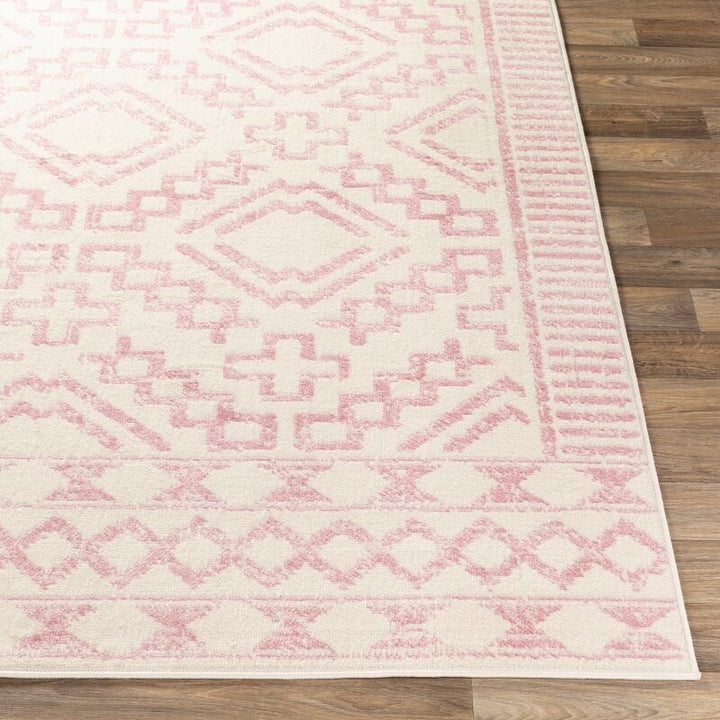 Rectangle Aleman Oriental Pale Pink Cream Area Rug 6'7"x9'