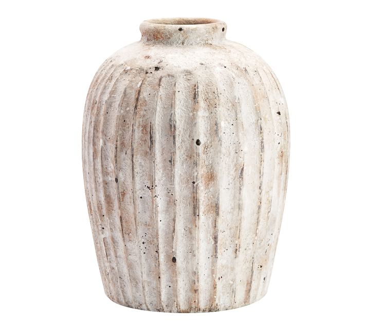 Handcrafted Weathered White Terra Cotta Vases