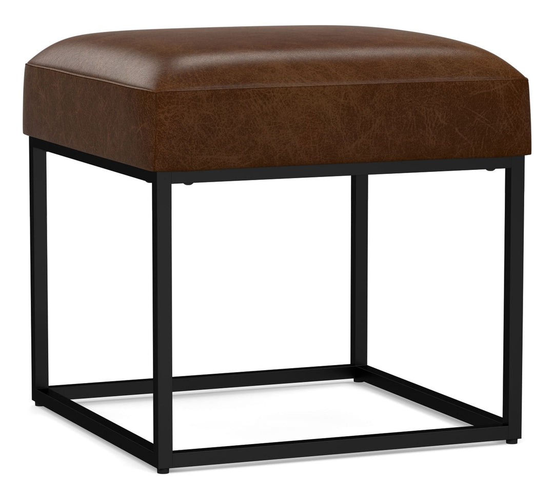 Millie Leather Square Accent Stool