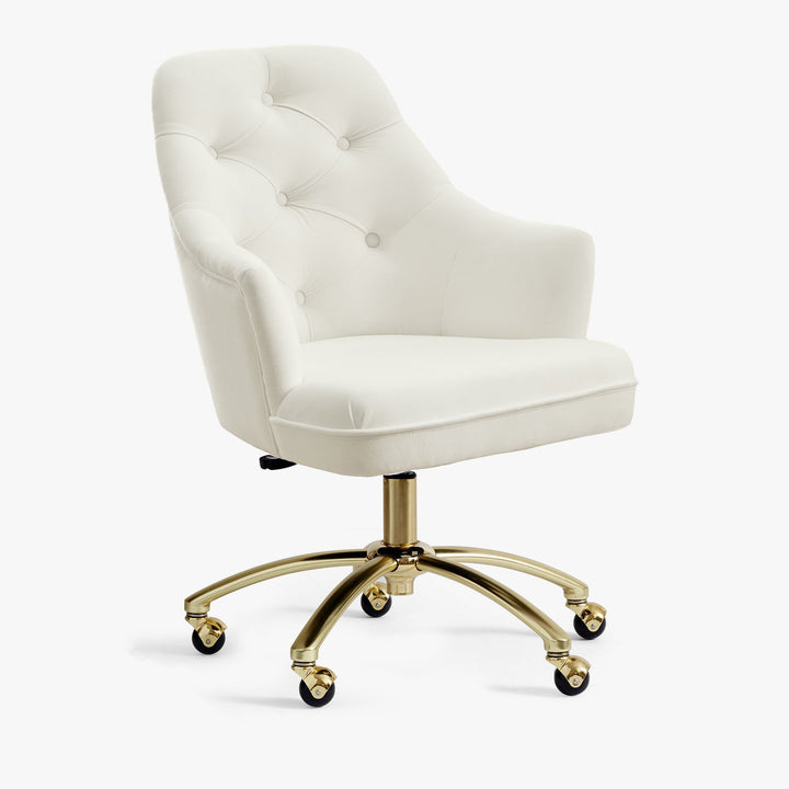 Everyday Velvet Ivory Tufted Swivel Desk Chair