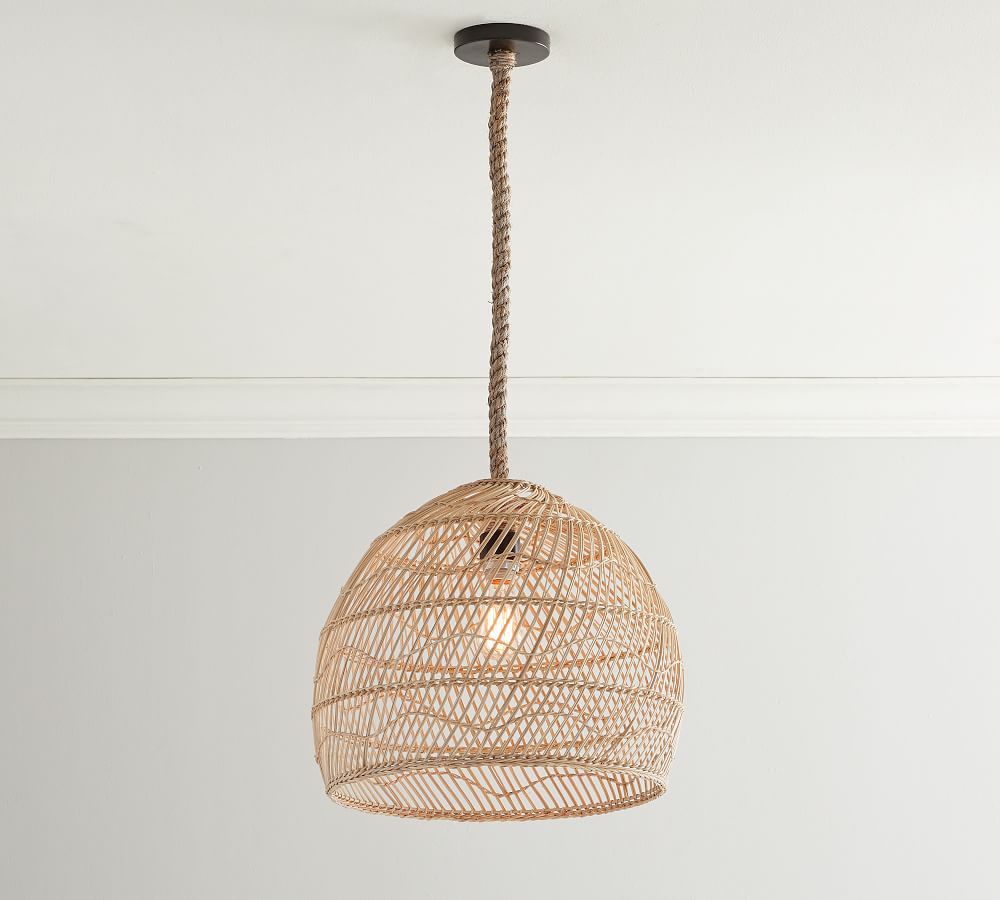 Flora Rattan Pendant 18"