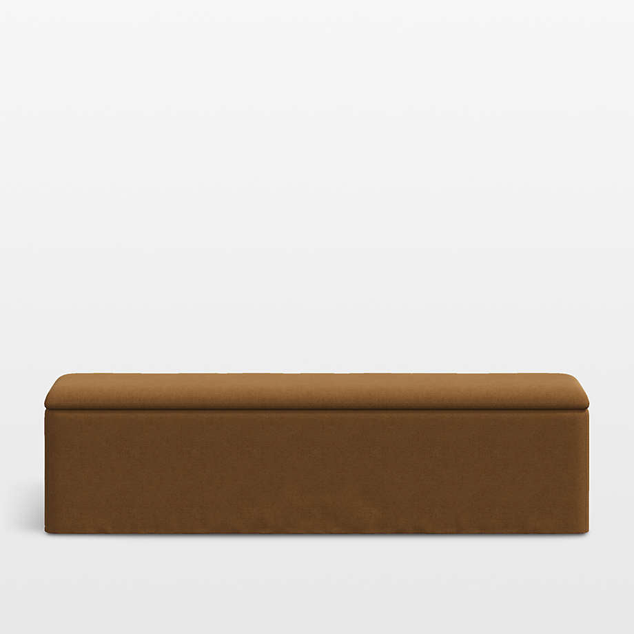 Amber Brown Upholstered Storage Bench