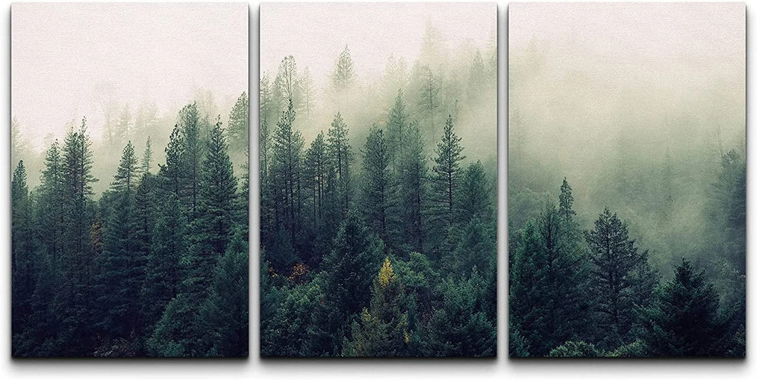 Landscape With Trees In Mist - 3 Piece Unframed-36x72