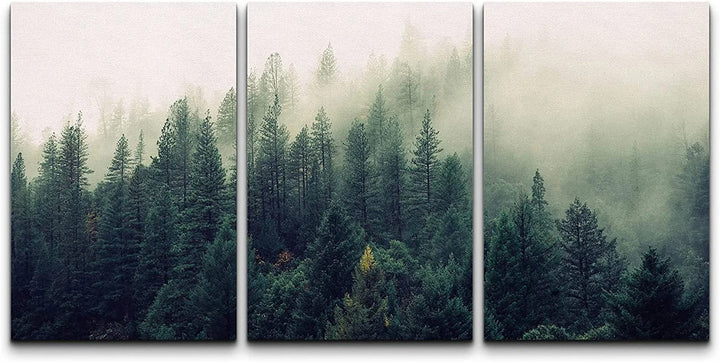 Landscape With Trees In Mist - 3 Piece Unframed-36x72