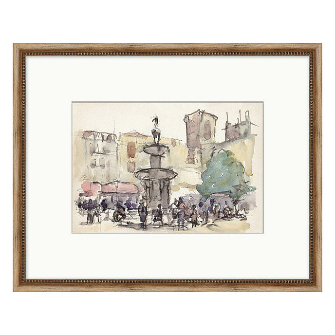 City Stroll Sketch Art with Frame Print I-29"x36"