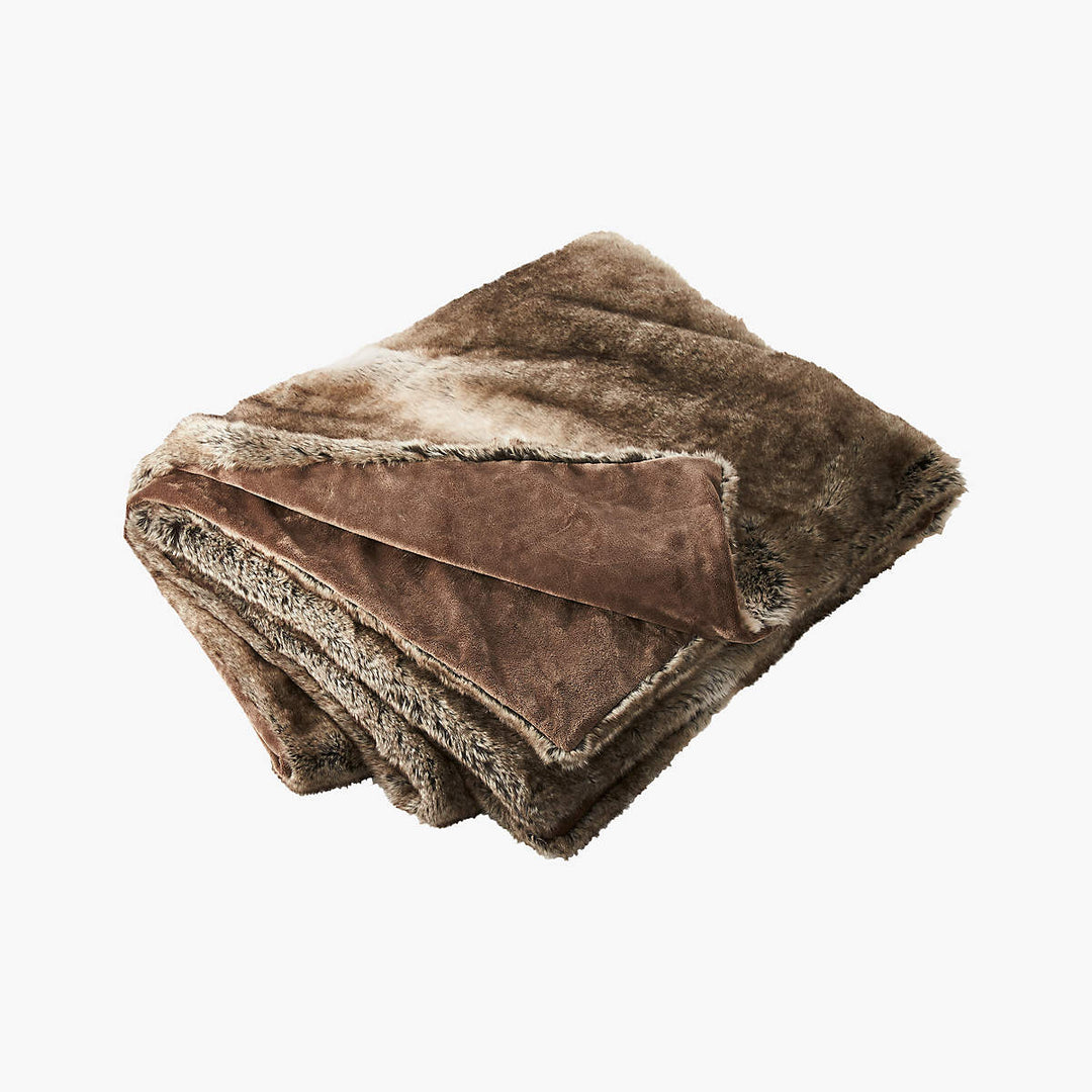LIGHT GREY FAUX FUR THROW BLANKET