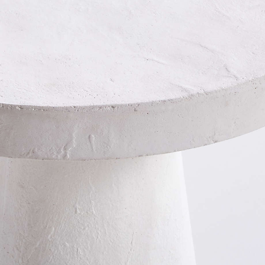 Willy White Plaster Round Pedestal Side Table