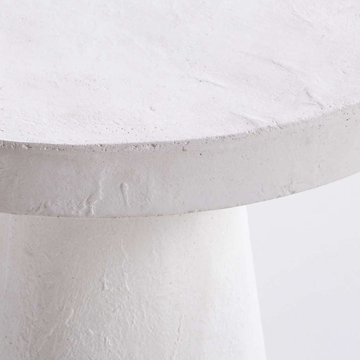 Willy White Plaster Round Pedestal Side Table