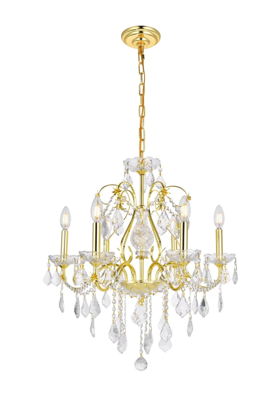 Danajha 6 Light Candle Style Traditional Chandelier with Crystal Accents