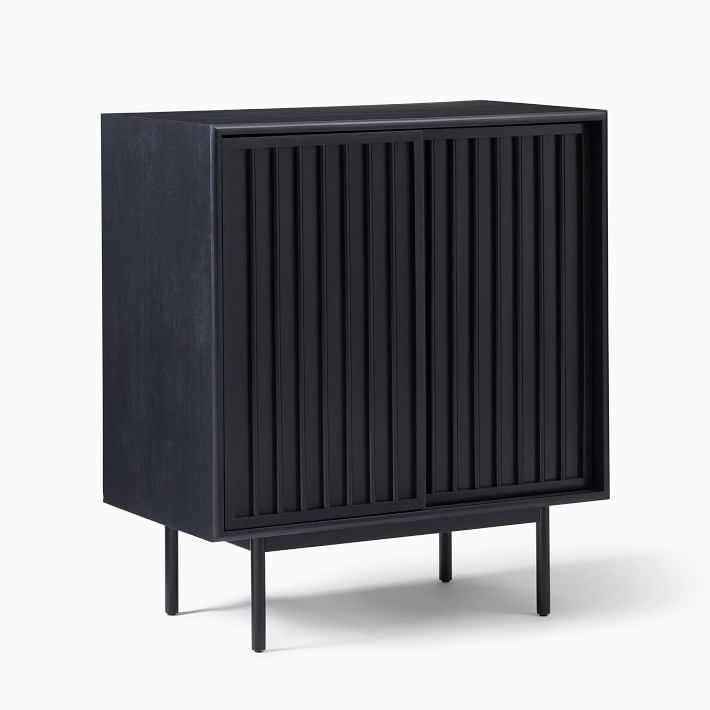 Slatted Bar Cabinet Black Black