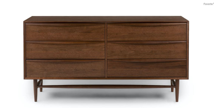 Lenia Walnut 6 Drawer Double Dresser